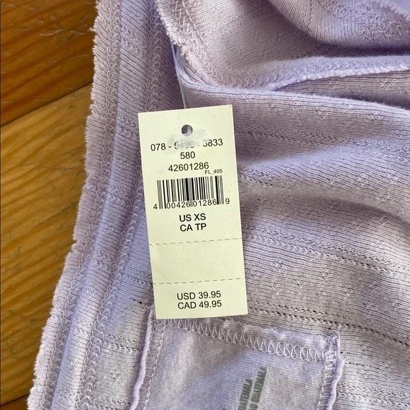 Aerie Light Purple Pointelle Knit Short Sleeve Button-Down Top XS - Picture 5 of 6